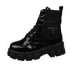 New Style Shoes: Large-sized Thick-soled Thick-heeled Short-leg  Women Lace-up Fashion Boots