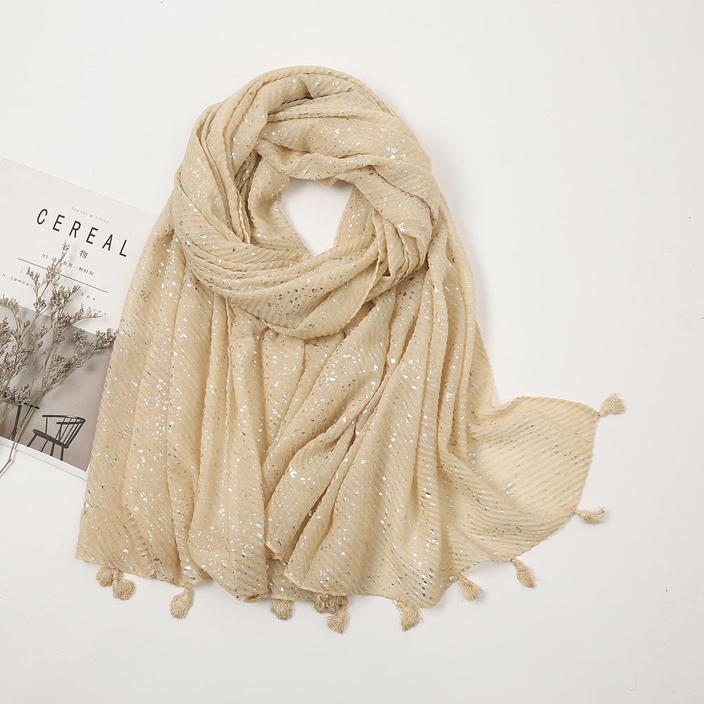 Shimmer Glitter Muslim Hijab Scarves Cotton Scarf For Women Big Size Long Shawls Stoles Wraps Islamic Turban Headscarf 190*85cm