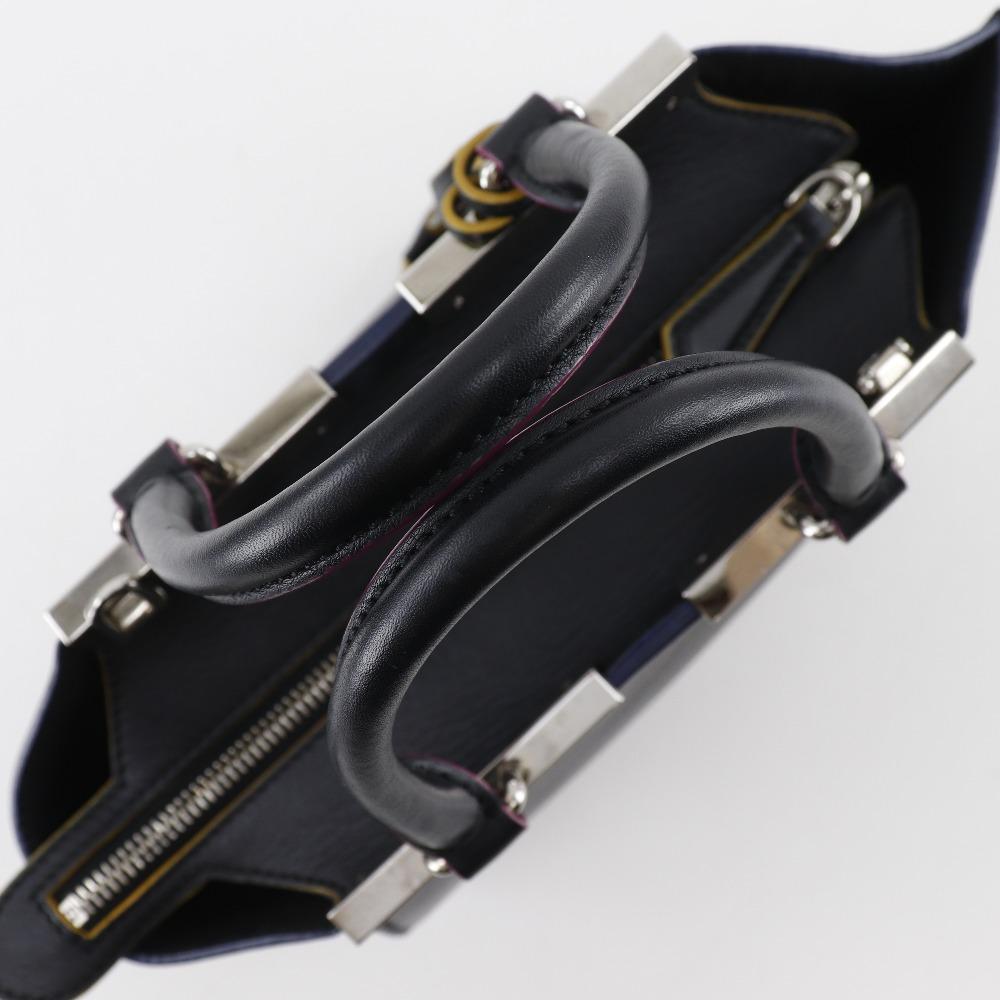 Fendi Petite Troisur Handtasche 8BH333 2WEGE-Schultertasche schwarzes Leder Damen Gebraucht