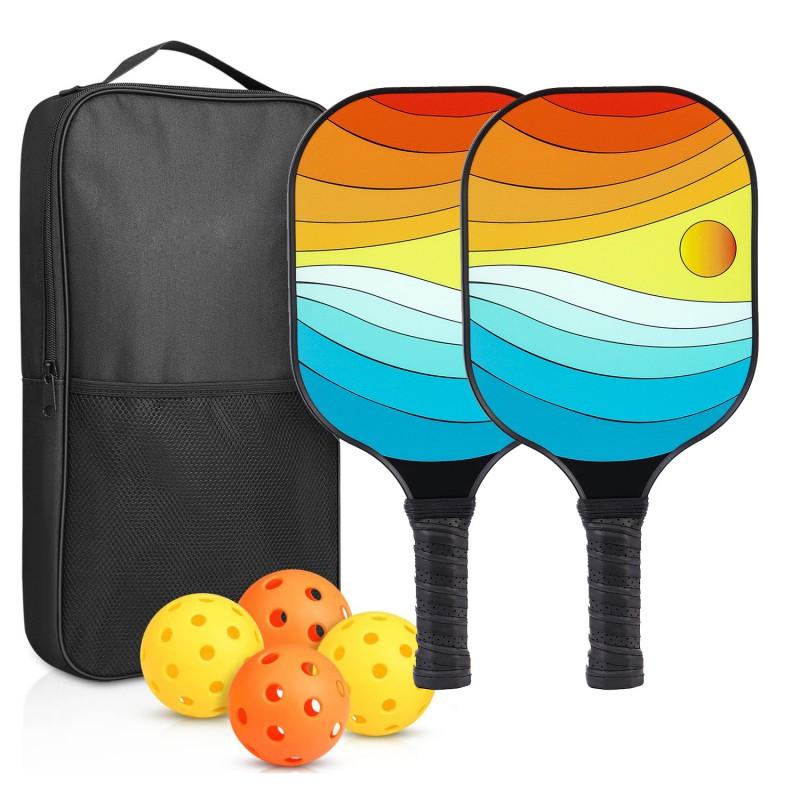 Carbon Fiber Pickleball Paddle Set With PP Honeycomb Core UV Printed Racket Beginners To Advanced Players