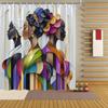 African American Shower Curtain Abstract Portrait Including Hooks For Bathroom And Patio Decorative Shower Curtain