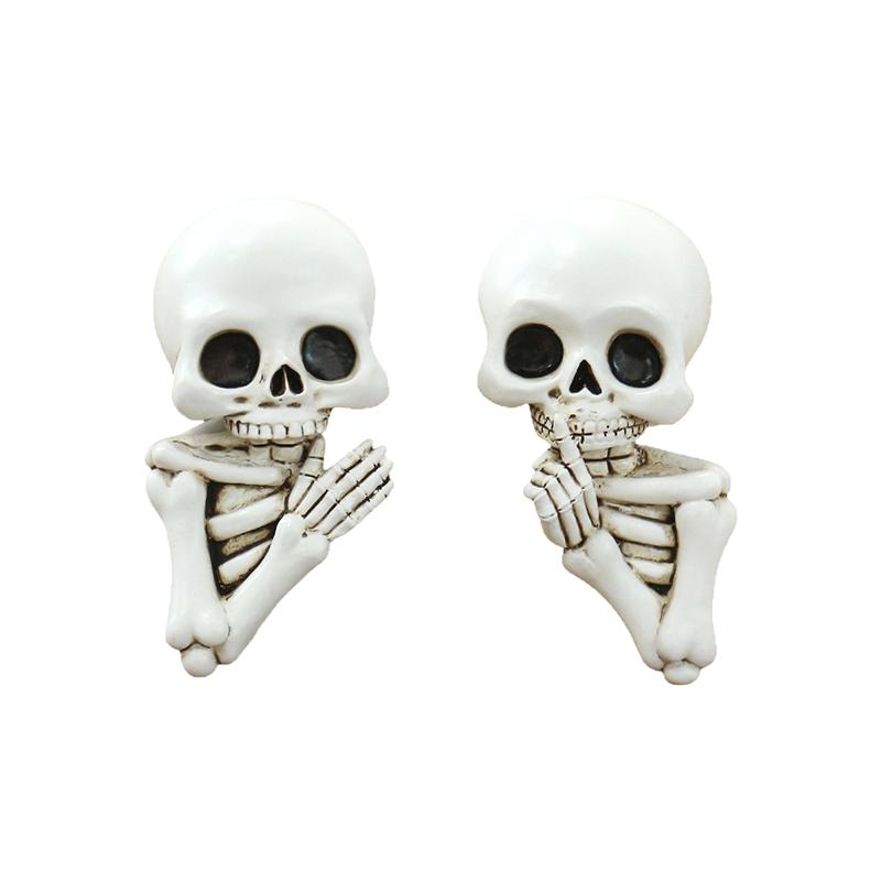 

Funny Keep Quiet Skeleton Statue Halloween Window Peeker Door Corner Decor, Horror Resin Skull Figurines Gothic Wall Sculpture білий