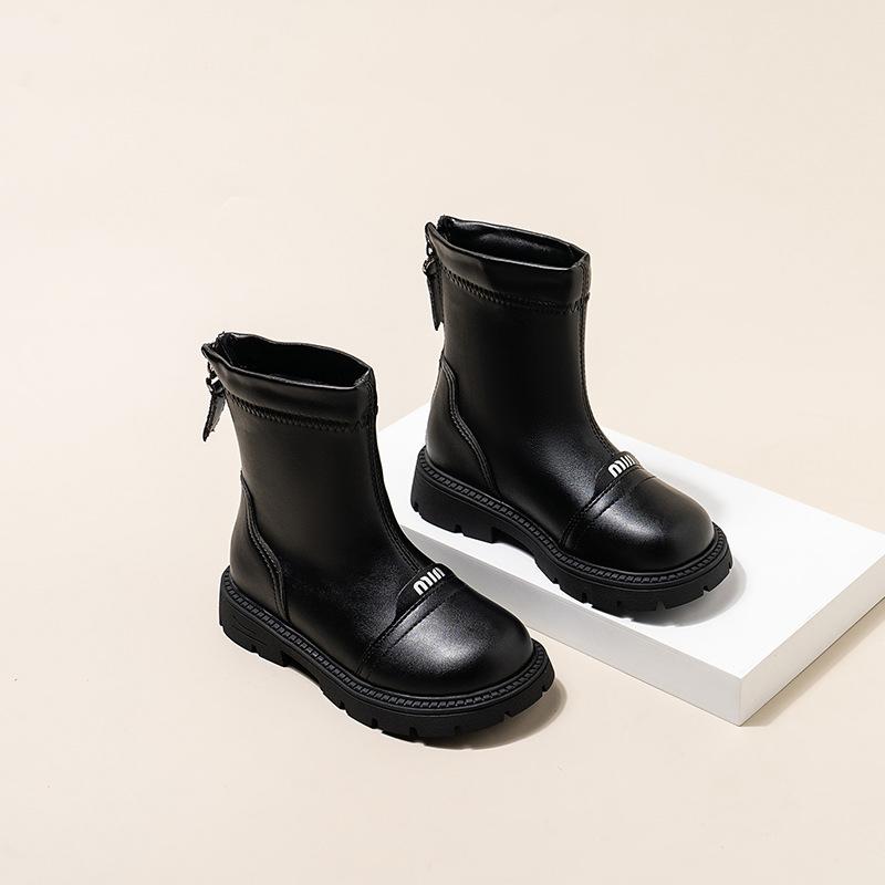 Botas para Niñas Otoño e Invierno Nuevo Estilo Moda Infantil Botines Martin de Manga Corta Botas Individuales Botas de Princesa Niños Elegantes de Mediana Edad