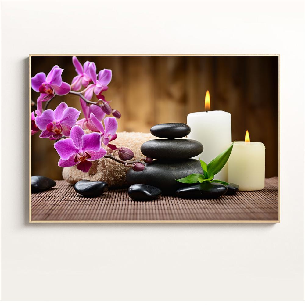 

Настенное искусство, вода, спа, камни, дзен, холст, живопись, свечи, цветок орхидеи, постер, настенные панно для декора ванной комнаты, домашний декор, Cuadros 60x90cm No Framed