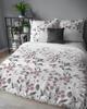 Flannel Bedding 220X200 White Pink Little Flowers Grey Leaves