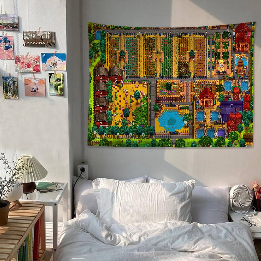 Game SStardew Valley Anime Tapestry Hanging Tarot Hippie Wall Rugs Dorm Home Decor