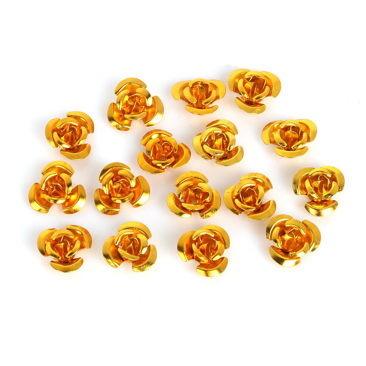 

100 шт., алюминиевые украшения в форме роз, производство, свадебная вечеринка, сделай сам, украшения, разноцветные бусины, украшение для дома 12mm золотой