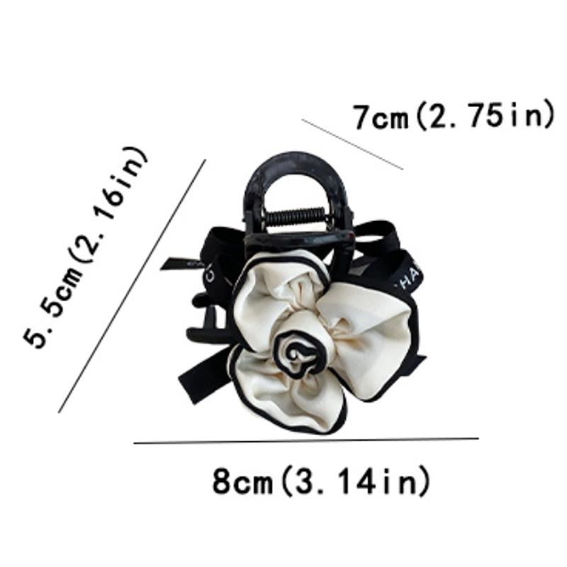Korean Style Elegant Camellia Bow Double Side Hair Claw Simple All-Match Flower Hair Clip High Ponytail Hair Accessories