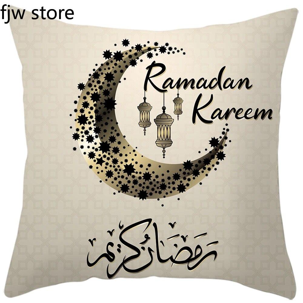 2024 Eid Home Decor Pillowcase Ramadhan Kareem Arabic Calligraphy Pillowcase Islamic Mosque Muslim Decorative Pillowcase Gift