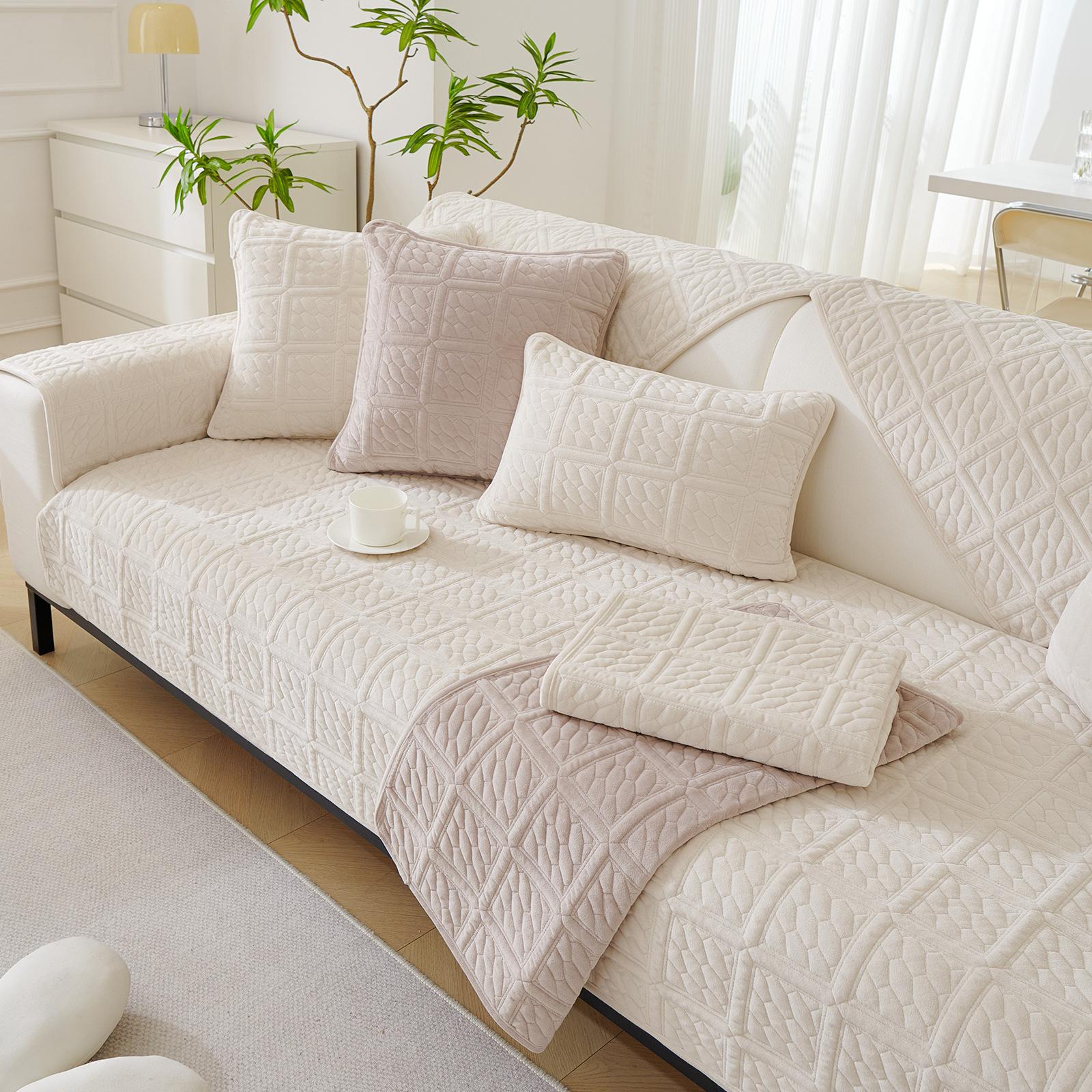 Подушка для дивана из хлопка Подушка для сиденья Нескользящий чехол для дивана Универсальная подушка для дивана 70x70 бежевый