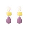 Light Luxury, High-end Sense, Fashionable and Fresh Jelly Color, Water Drop Long Color Alloy Mesh Pocket, Resin Earrings, Earrings.