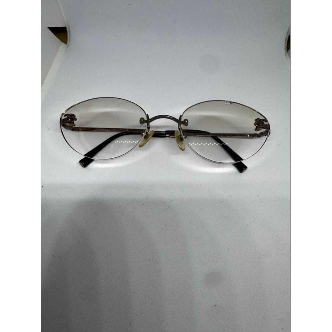 Used CHANEL 2013 Coco Mark Rimless Two Point Glasses with Prescription