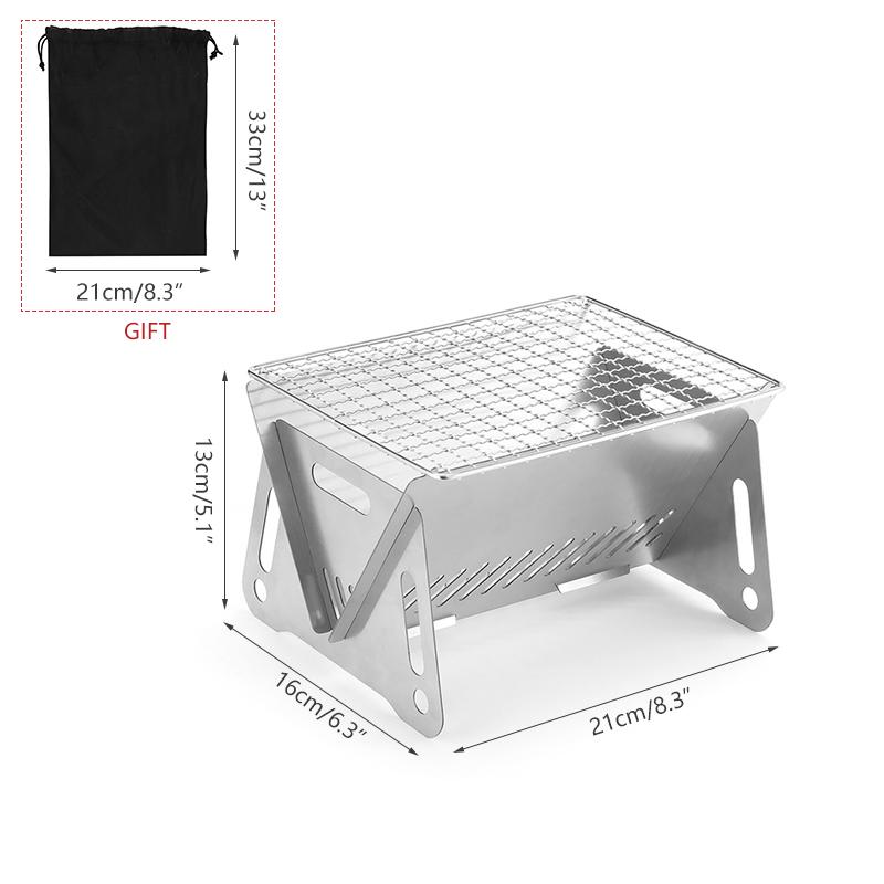 

Портативная складная печь для пикника на открытом воздухе, оборудование для кемпинга, мусоросжигатель из нержавеющей стали, гриль, мини-барбекю, древесный уголь BBQ Grills