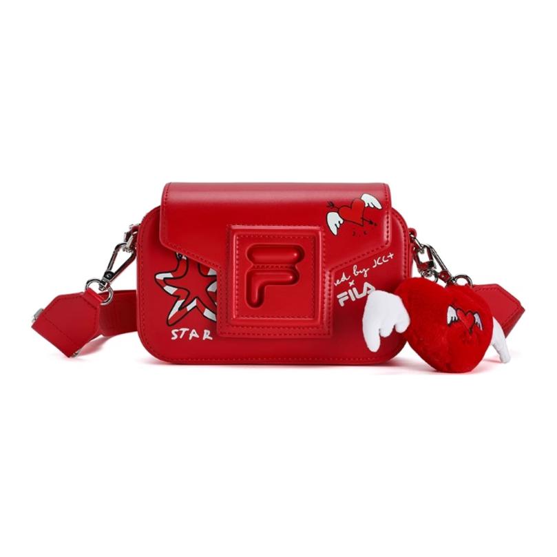 FILA Original Box Small Shoulder Bag Casual Fashion Personality Trendy Versatile PU Crossbody Bag Women bags Legendary-Red F13W519172FRD