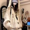 Korean Cute Bunny Ear Knit Hooded Cardigan - Women's Autumn/Winter Thick Loose Fit Fashionable Coat