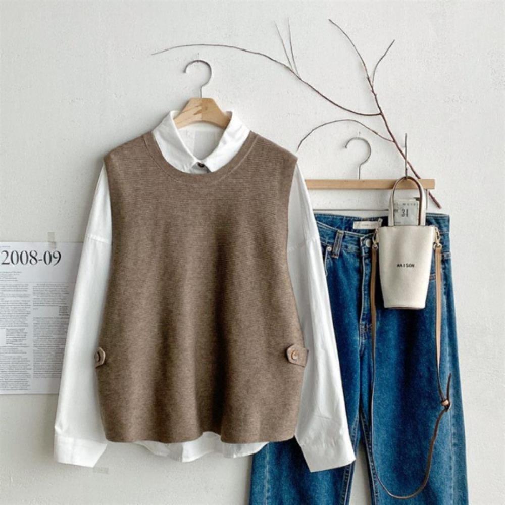 New ArrivalS Open Run Women S viScoSe Round Neck Button Knit veSt