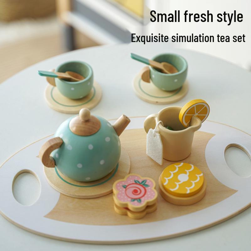 Kids' Wooden Tea & Dessert Role Play Set for Early Education