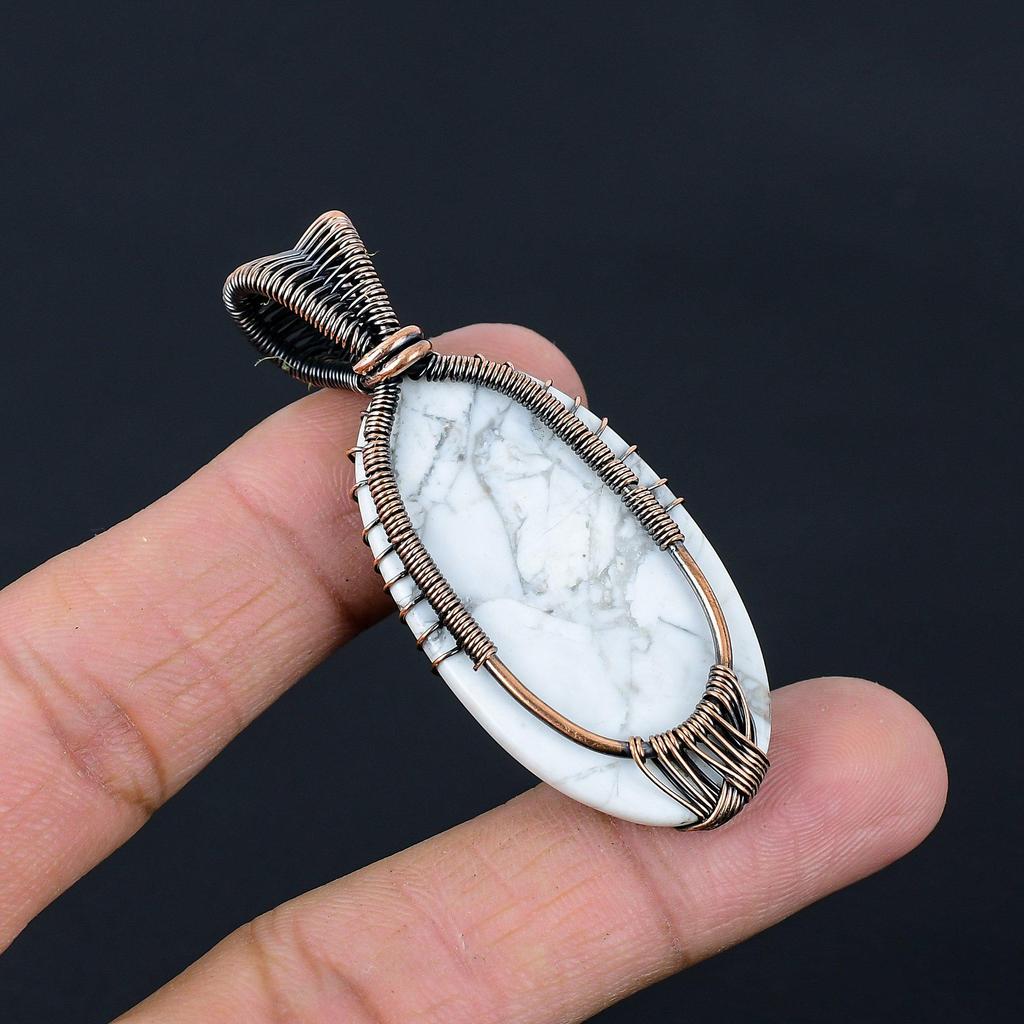 Lavish Tree Of Life Howlite Gemstone Pure Copper Wire Wrap Handmade Jewelry Pendant