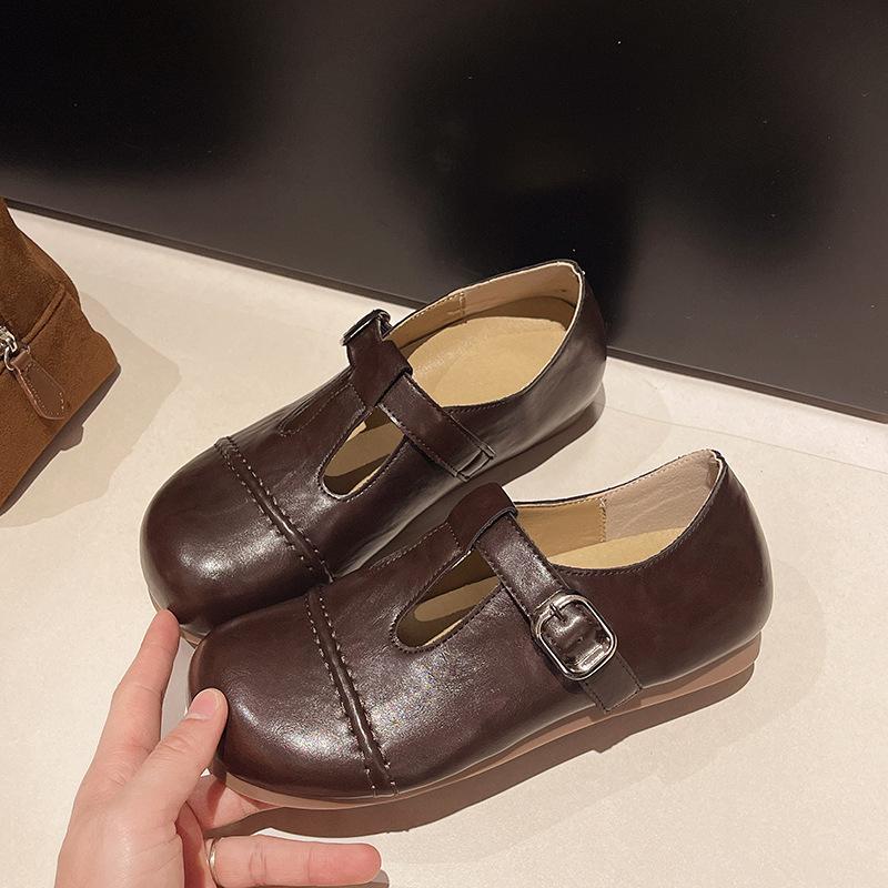 

Французские ретро коричневые туфли на плоской подошве в британском стиле, женские, новые весенне-осенние туфли 2025 года, универсальные туфли Мэри Джейн с круглым носком 39 коричневый