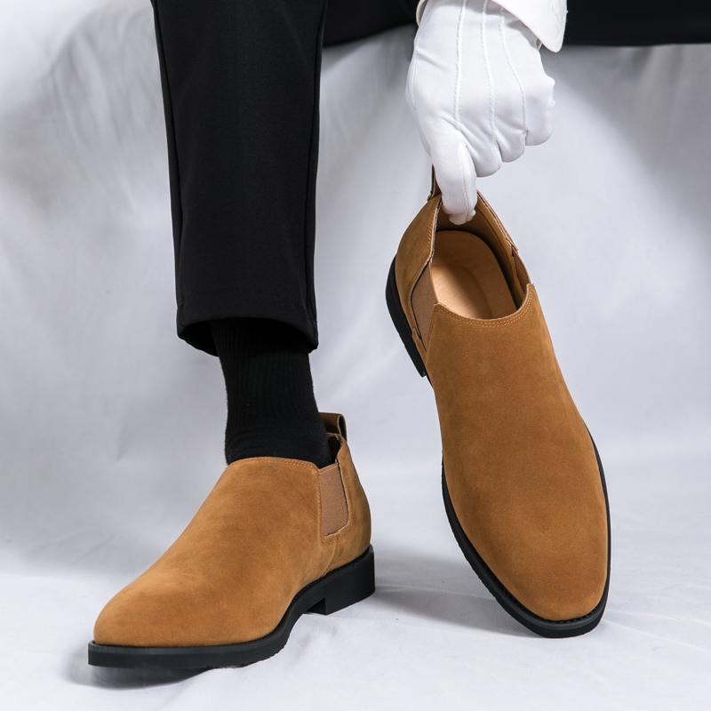 Fashion 38-48 Men's Autumn Winter Shoes Formal Chelsea Boots Top Quality Suede Leather Dress Business Shoes for Men Boots Ankle Boots