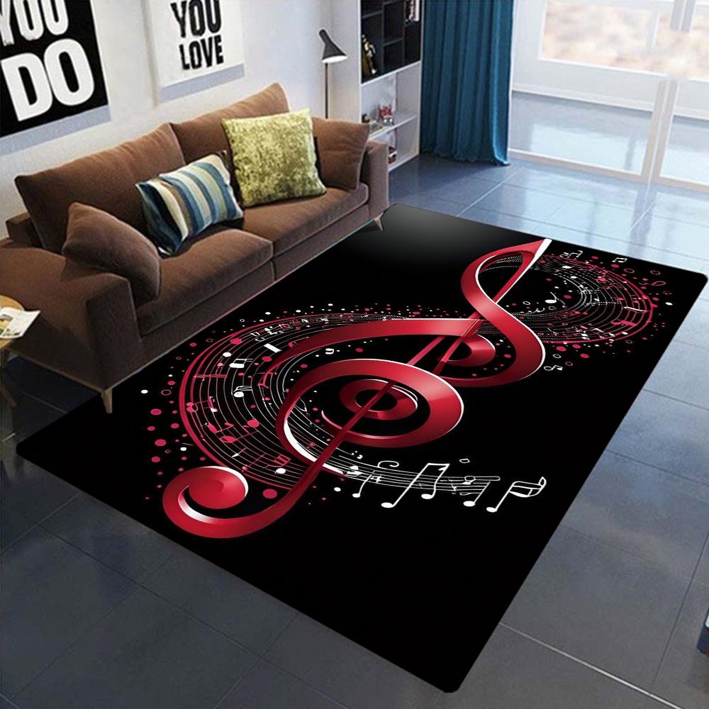 3D-Teppich mit kreativen Musiknoten, groß, Teppich für Wohnzimmer, Schlafzimmer, Sofa, Küche, Badezimmer, Fußmatte, rutschfeste Bodenmatte, Geschenke