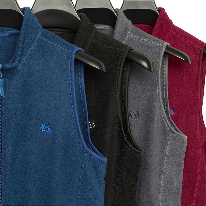 Men's Casual and Fashionable Fleece Embroidered Vest with Plush Jacket