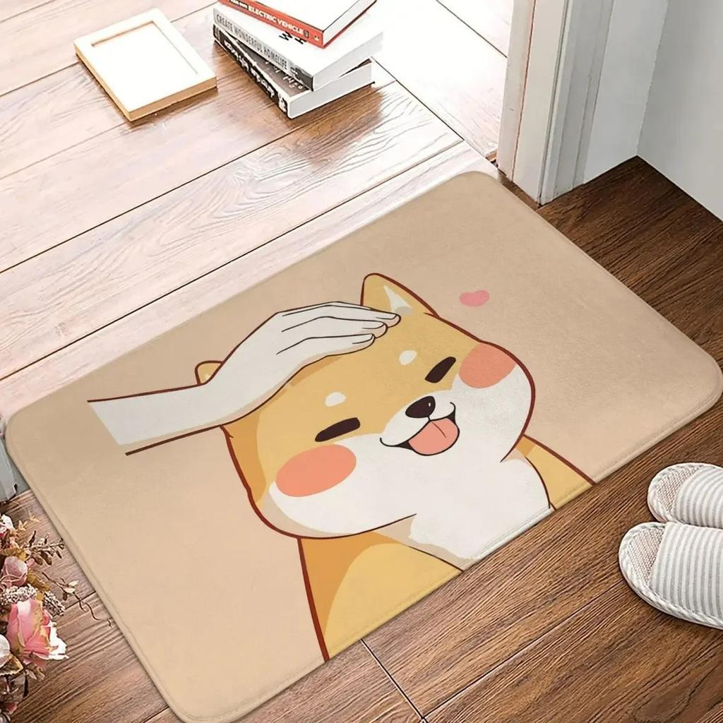 Cartoon Dog Pattern Door Mat Floor Mat with Adorable Shiba and Corgi Designs Non-slip Floor Rug for Entrance Home Decorative Mat