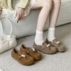2025 New Round Head Matte Beaded Tassel Platform Doudou Outer Wear Boken Women's Single Shoes