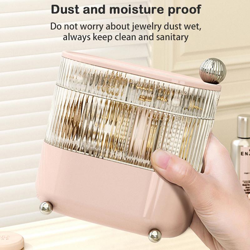 Little Bear Desktop Jewelry Storage Box Rotate Dividing Grids Cosmetic Dustproof Lipstick Light Luxury Organizer For Home