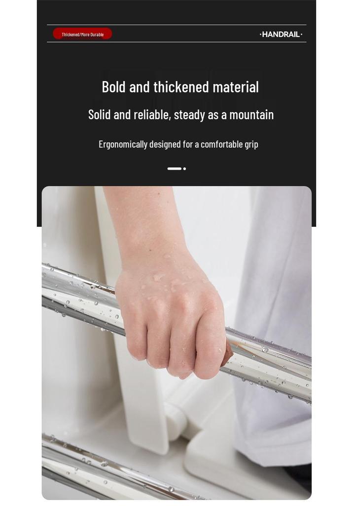 304 Stainless Steel Foldable U-Shaped Anti-Slip Safety Armrest for Elderly Toilet Assistance.