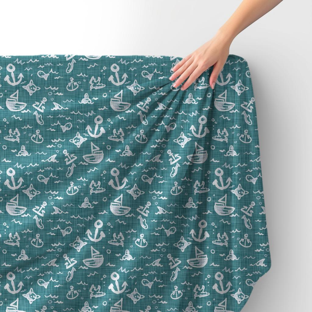 Royal Velvet Fabric Polyester For Sewing - Motif Sailboats Anchor