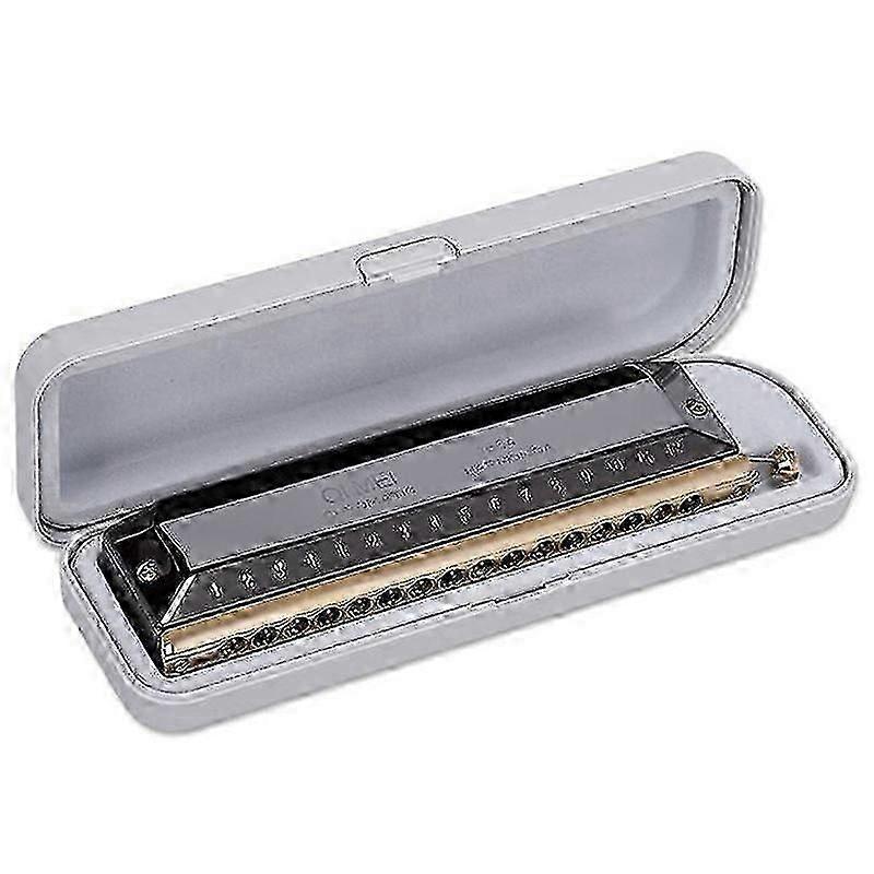 Professionele Chromatic Harmonica 16 Gaten 64 Tonen Toets C Rond Mondstuk Mondorgel voor High-End Performers