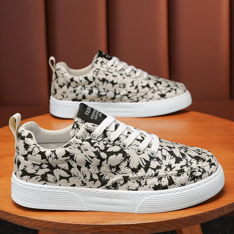 

Men s Shoes New Breathable Canvas Korean Trend All-matching Platform Sole White Sports Casual Skate 40