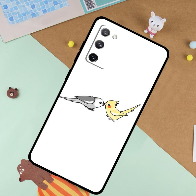 Cartoon Animal Chubby Cockatiel Soft Case For Samsung Galaxy S24 Ultra S9 S10 S20 S22 S21 Plus S23 FE S25 Ultra Funda Cover