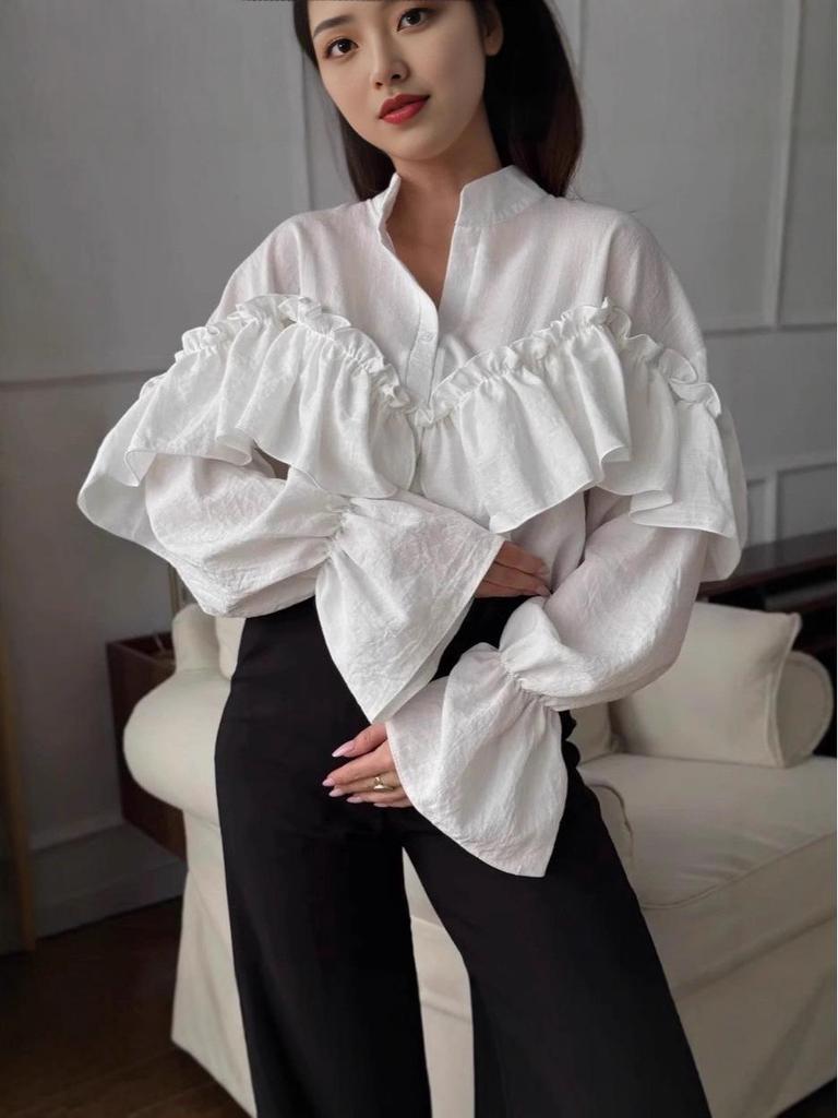 Elegant Lace Layered Floral Shirt - Women's Spring/Summer Casual Fashion