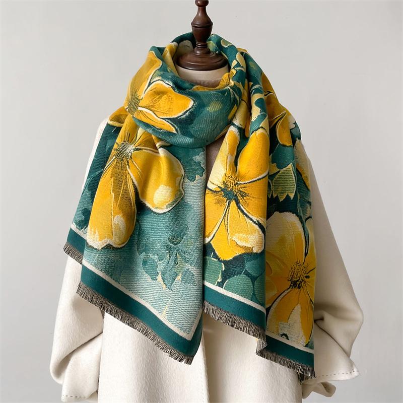 Winter Cashmere Scarf Women Design Outdoor Warm Pashmina Blanket Scarves Female Shawl Wraps Thick Foulard Bufanda