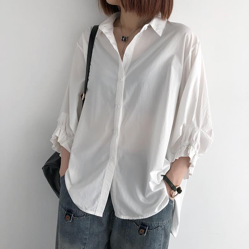 2023 Herbst Neues lockeres Laternenärmelhemd für Damen