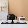 Ceramic coarse pottery portable travel tea set, small outdoor express cup souvenir business gift