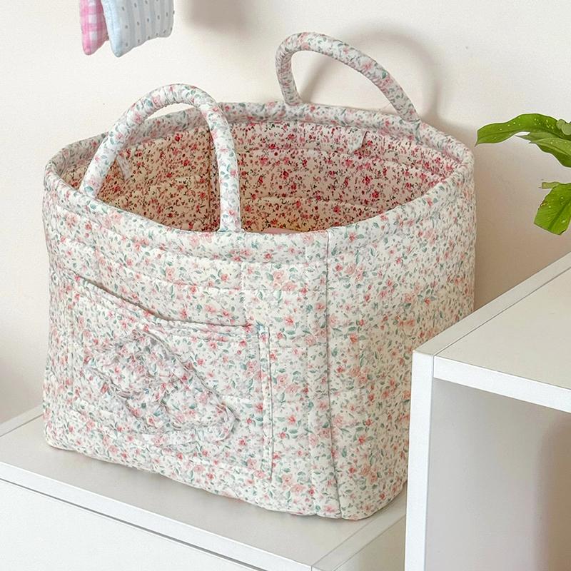 

1 шт. Корзина для белья складная с цветочным дизайном, из легкой ткани, в стиле инс, корзины для мелочей, милая корзина для хранения, милая 32x26x25 см 32x26x25cm