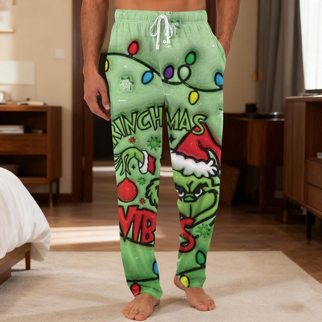 Men's Plain Knit Solid Pocket Casual Pants Home Pajama Pants