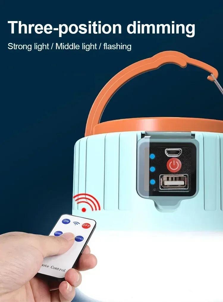 Luce Solare Portatile da Campeggio Power Bank Lanterne LED con Telecomando Impermeabile Luce da Tenda da Esterno Torcia Ricaricabile
