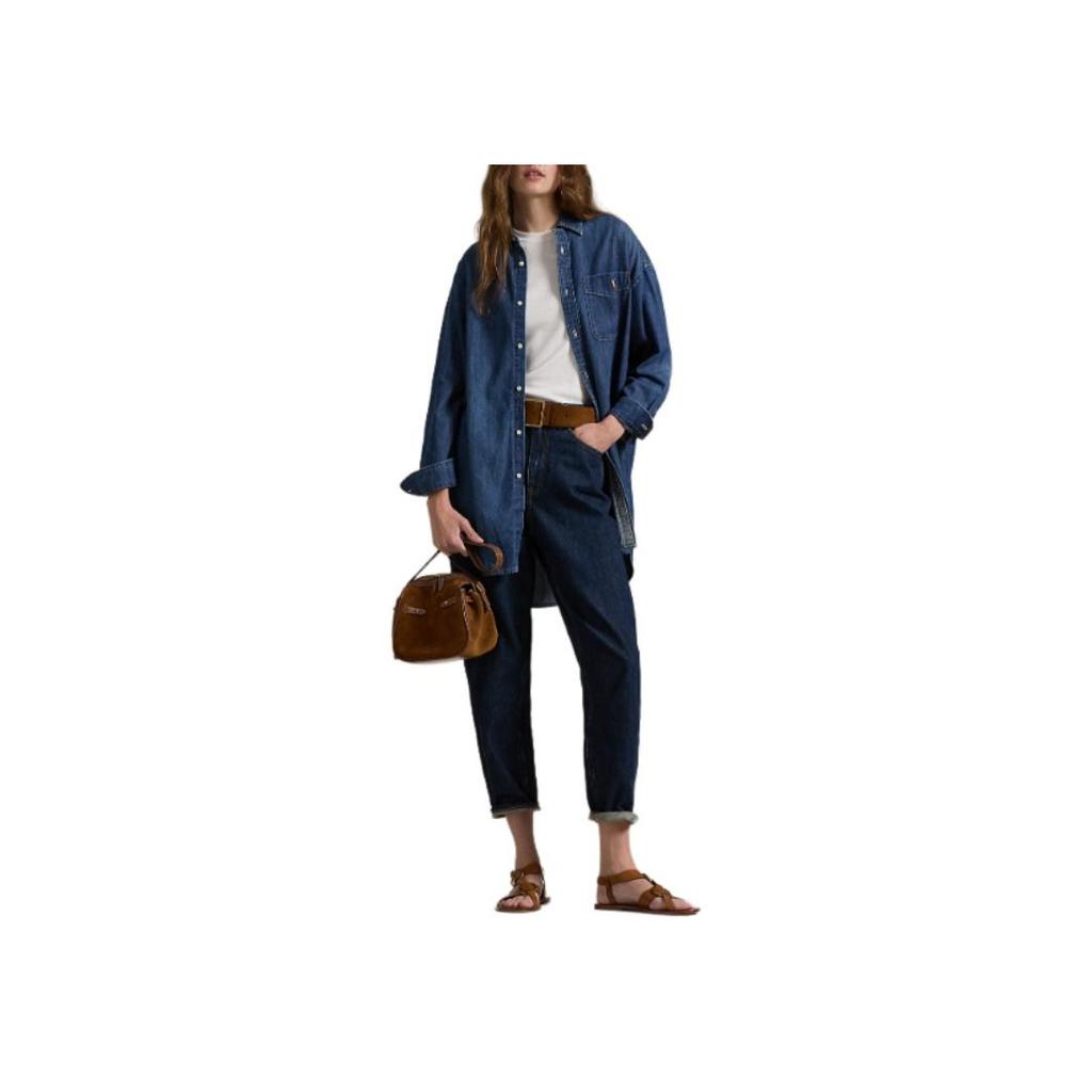 Polo Ralph Lauren Solid Color Button Down Long Sleeve Shirt Women Shirts Blue WMPOSHTNDO20734400