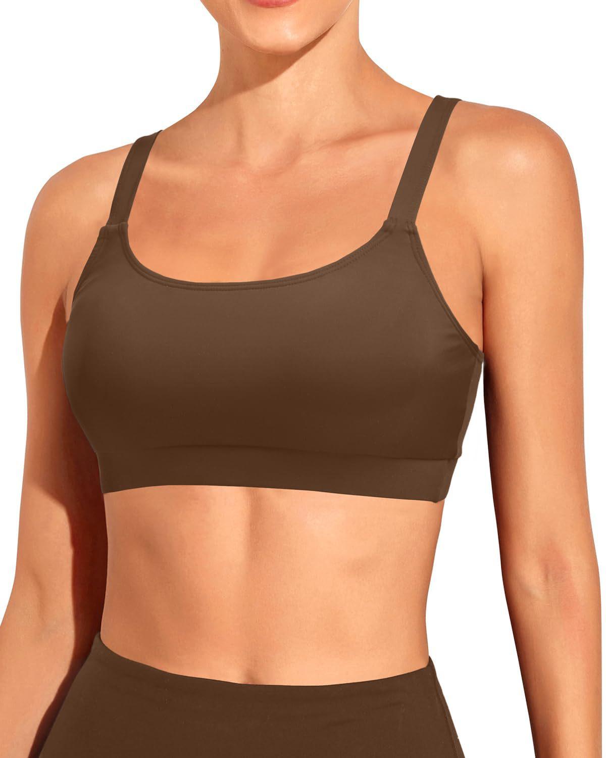 

Solid color sports vest fitness underwear yoga clothes women yoga bra sports underwear top beautiful back XL коричневий