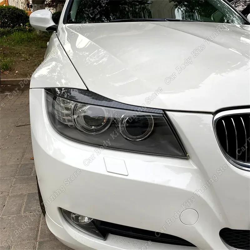 2Pcs ABS Glossy Car Evil Headlight Eyebrows Eyelid 3D Sticker For BMW 3 Series E90 E91 316d 318i 320i 320d 325i 330i 2005-2012