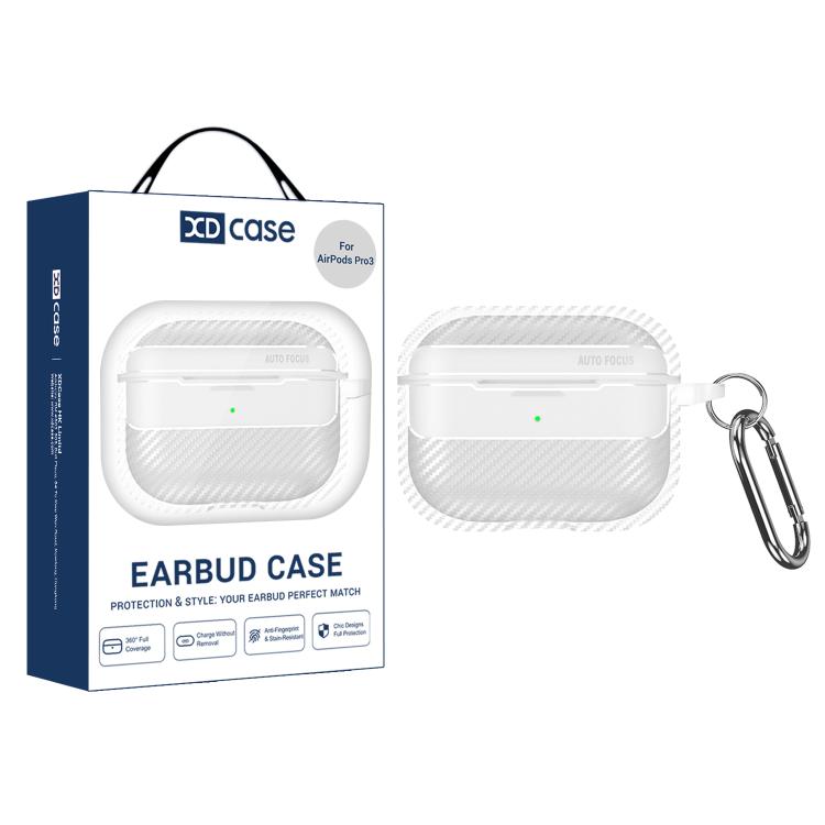 

For AirPods Pro 3 XDcase Carbon Fiber Texture Earbud Case with Hook For AirPods Pro 3 прозорий