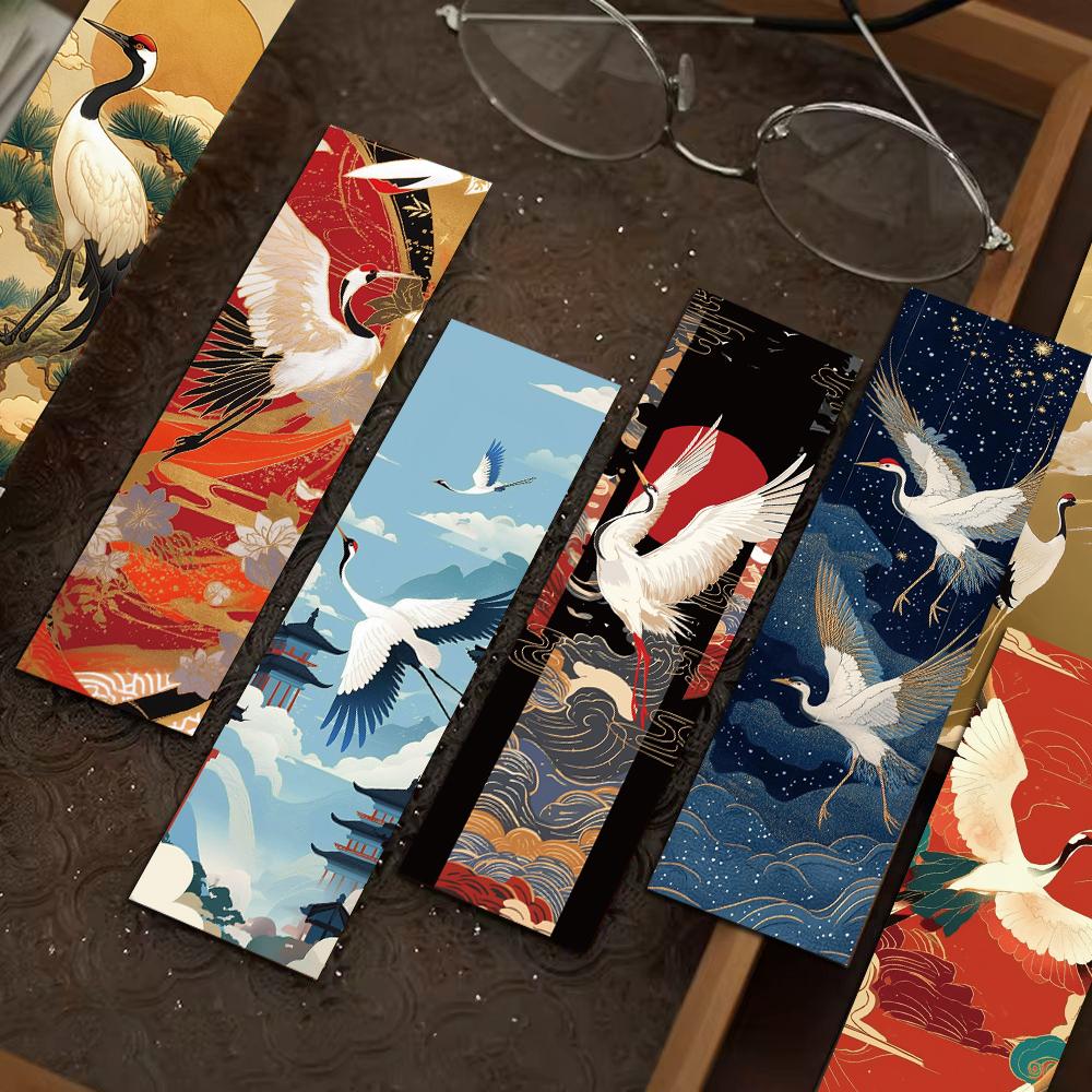 30PCS Ancient Style Crane Bookmark Nostalgia Harajuku Cartoon Gifts Creative Students Girls Cartoon Phone Gifts Home Bookmarks