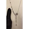 Tassel Camellia Necklace Female, Light Luxury Full Diamond Flower Pendant Water Drop Long Sweater Chain
