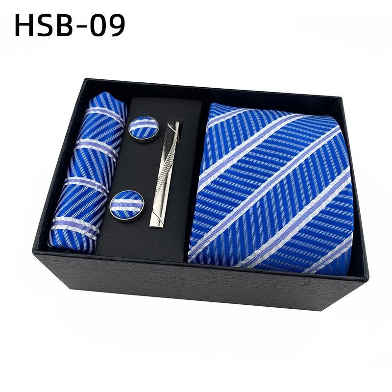Men's Black Business Tie Gift Set: Striped & Plain Ties, Pocket Square, Tie Clip