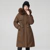 Women's Long Fashion Hooded Big Fur Collar Cotton Coat, Thin and Versatile Foreign Style Cotton Coat