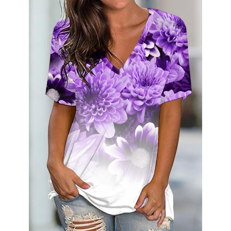 Women's V-neck Short-sleeved T-shirt